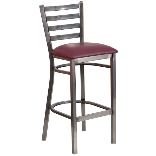 Barstool, Ladder Back, Clr w/Burgundy Sea