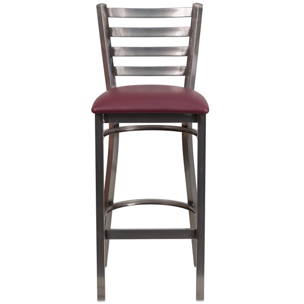Barstool, Ladder Back, Clr w/Burgundy Sea
