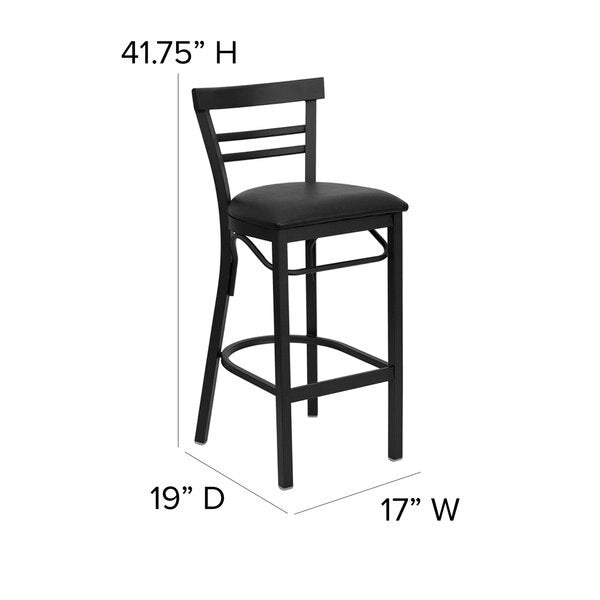 Restaurant Stool, Ladder Back, Blk Seat
