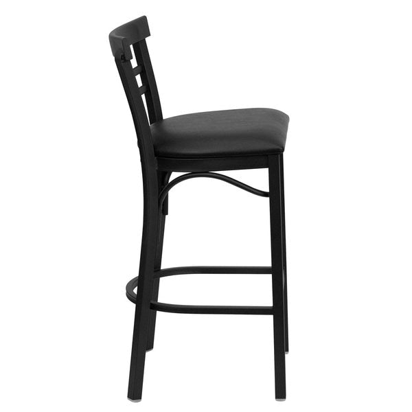 Restaurant Stool, Ladder Back, Blk Seat