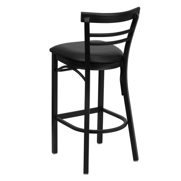 Restaurant Stool, Ladder Back, Blk Seat