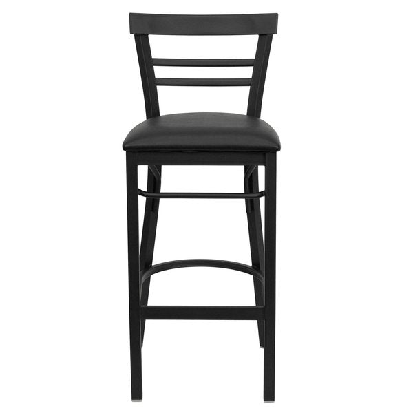 Restaurant Stool, Ladder Back, Blk Seat
