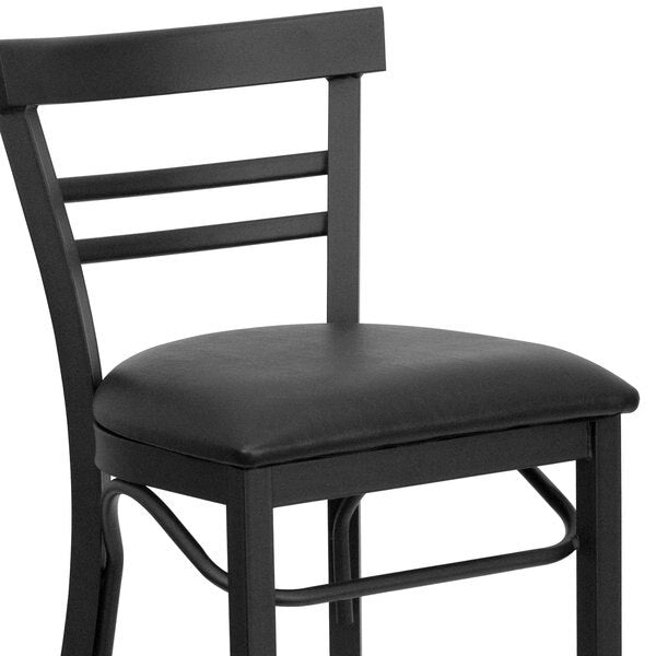 Restaurant Stool, Ladder Back, Blk Seat