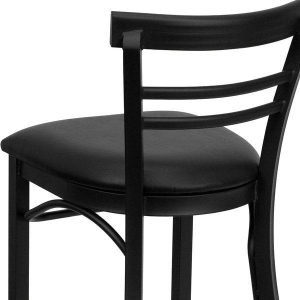 Restaurant Stool, Ladder Back, Blk Seat