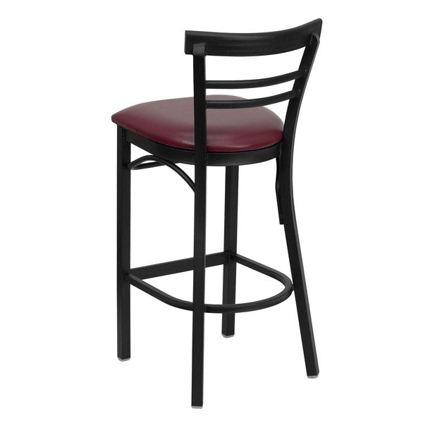 Restaurant Stool, Ladder Back, Burg Seat