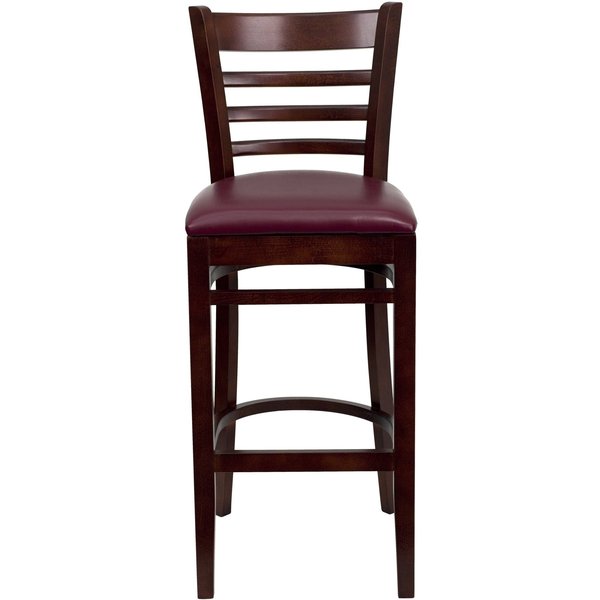 Barstool, Ladder Back, Mah Wood, Burg Viny