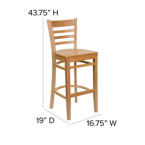 Barstool, Natural Wood, Ladder Back