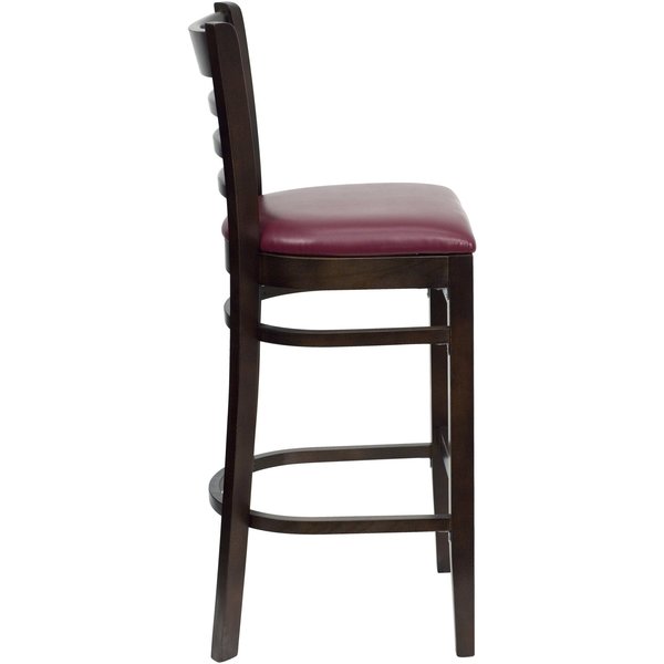 Wood Barstool, Walnt, Ladder Bck, Burg Vny