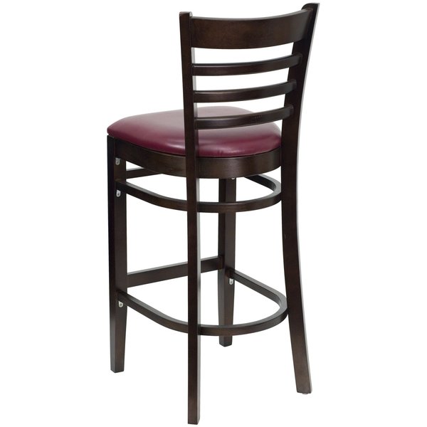 Wood Barstool, Walnt, Ladder Bck, Burg Vny