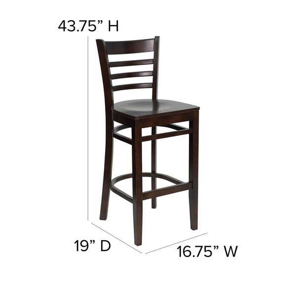Wood Barstool, Walnut, Ladder Back