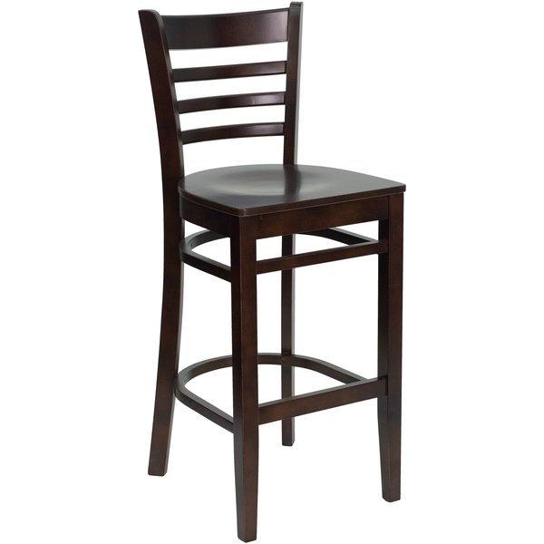Wood Barstool, Walnut, Ladder Back