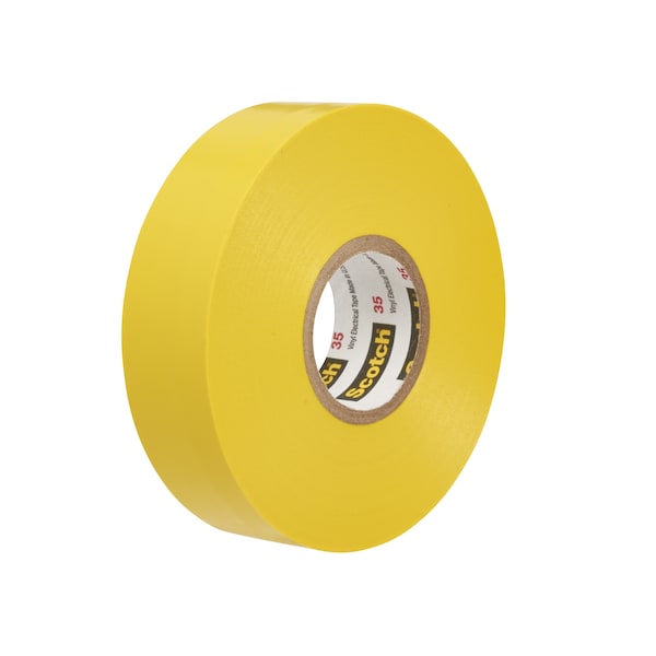 Vinyl Electrical Tape, 35, Scotch, 3/4 in W x 66 ft L, 7 mil thick, Yellow, 1 Pack