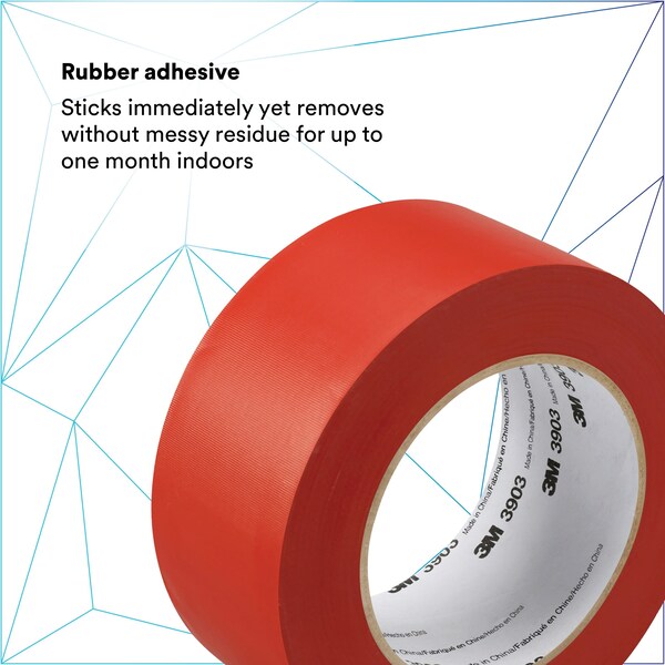 Duct Tape, 2 In x 50 yd, 6.5 mil, Red, Vinyl