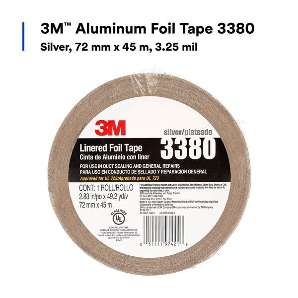 Foil Tape with Liner, 2-53/64inx49yd, Slvr