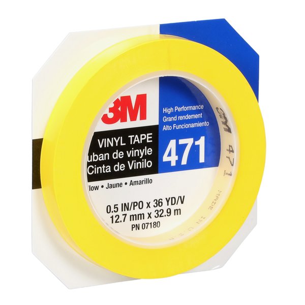 Vinyl Tape 471, Yellow, 1/2