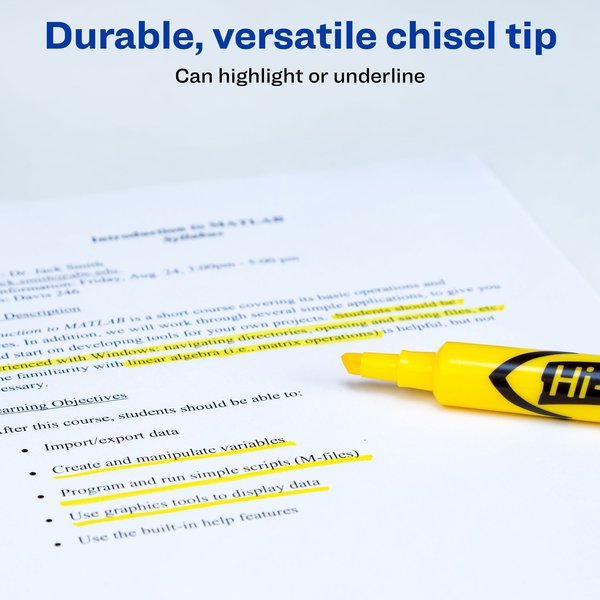 Desk-Style Highlighter, Yellow, Smear Safe Nontoxic