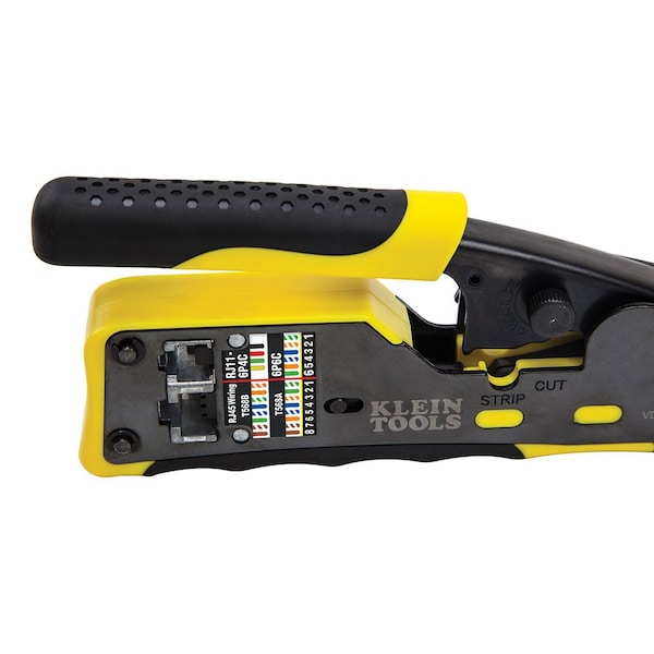 Ratcheting Cable Crimper / Stripper / Cutter, for Pass-Thruâ¢