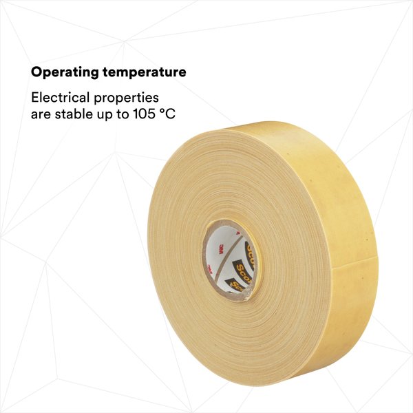 Varnished Cotton Cambric Electrical Tape 2520, Scotch, 3/4 in W x 108 ft L, 8 mil, Yellow, 1 Pack