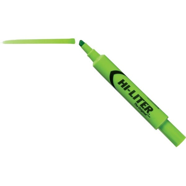 Highlighter, Chisel Tip, Fluorescent Green, Smear Safe, Nontoxic