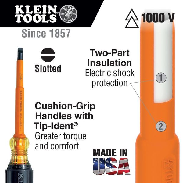 Insulated Slotted Screwdriver 3/8 in Round