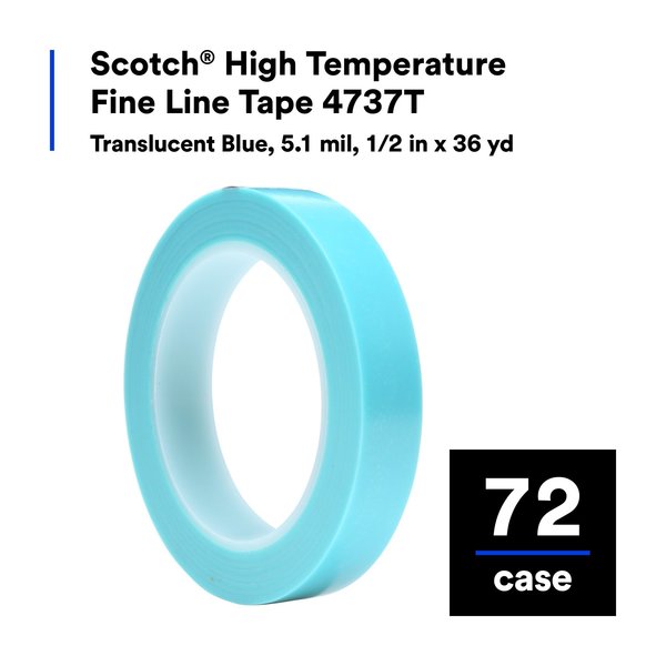 Fine Line Tape, Blue, 1/2 In. x 36 Yd, PK72