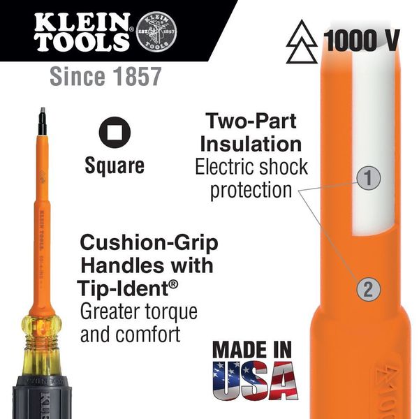 Insulated Square Screwdriver #2 Round