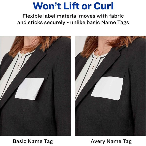 AveryÂ® White Adhesive Name Badges with Blue Border 5895, 2-1/3