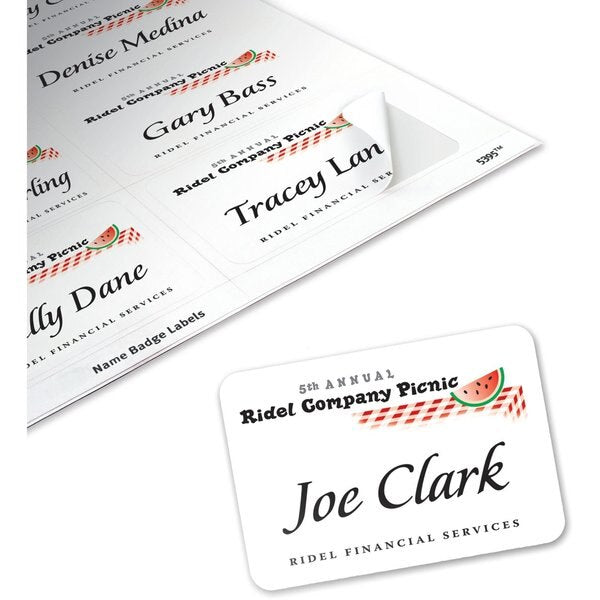 AveryÂ® White Adhesive Name Badges 5395, 2-1/3