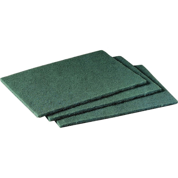 Scouring Pad, 9 in x 6 in W x 1/4 in H, Fiber/Resin, Multipurpose, Green, 20 Pack