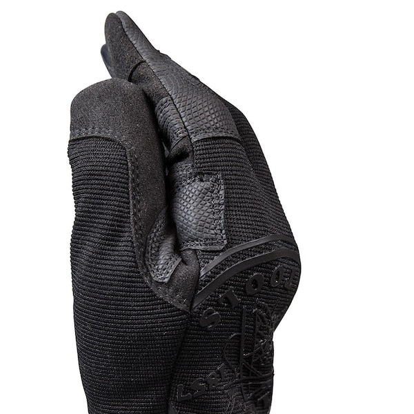 Mechanics Gloves, L, Black, Reinforced Padded, Fabric