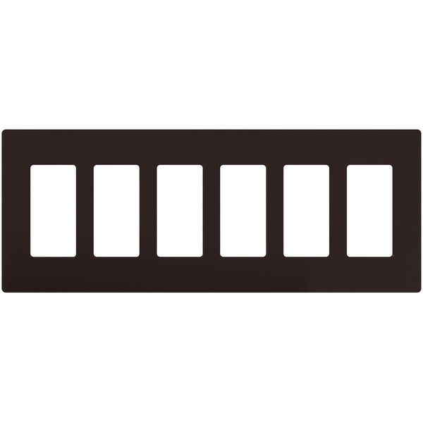 Designer Wall Plates, Number of Gangs: 6 Thermoset, Gloss Finish, Brown