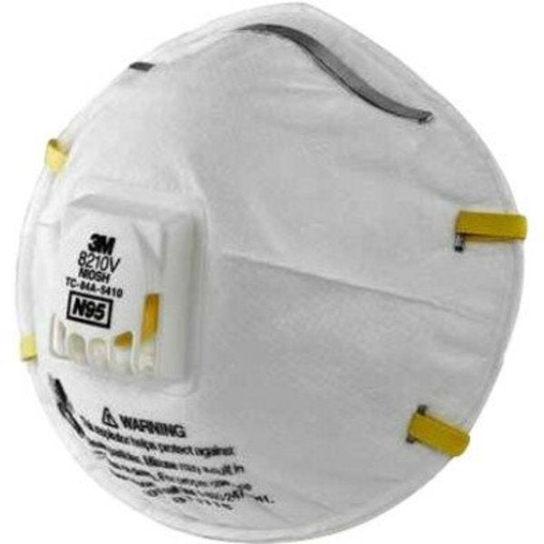 N95 Disposable Respirator, 8210V, Cool Flow Exhalation Valve, Dual Headstrap, White, Pack of 10