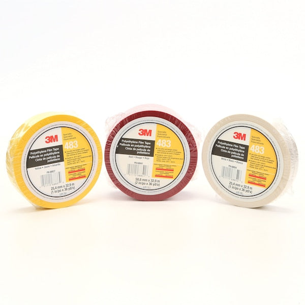 Film Tape, Polyethylene, Yellow, 1In x 36Yd