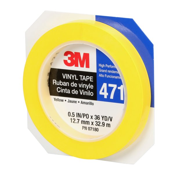 Vinyl Tape 471, Yellow, 1/2
