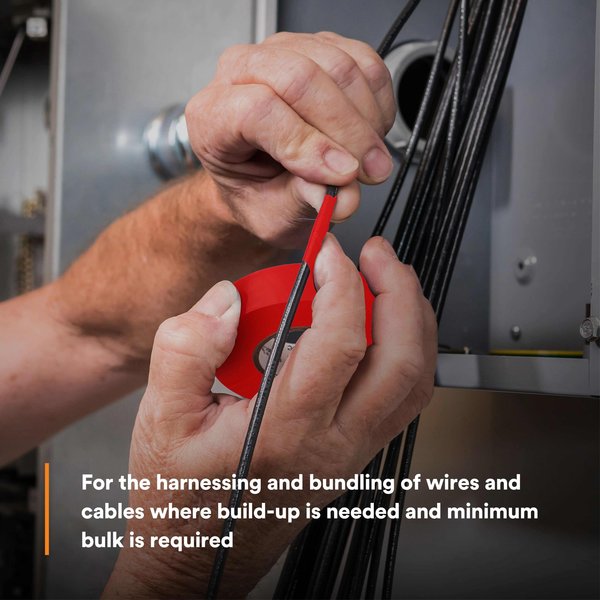 Elec Tape, 60 ft Lx3/4 in W, 6 mil, Red