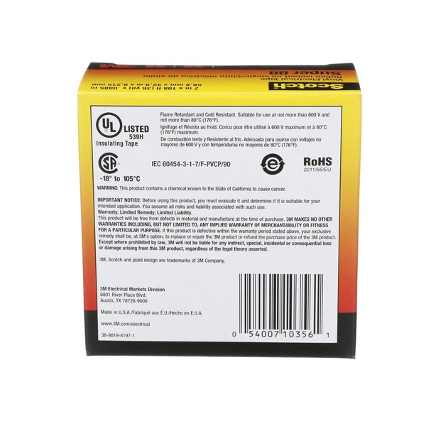 Electrical Tape, 8.5 mil, 2