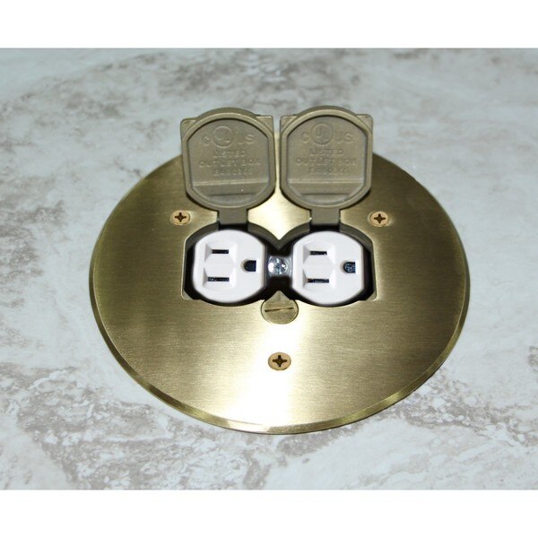 Round Floor Box Hinged Device Cover Brass, 4-1/2