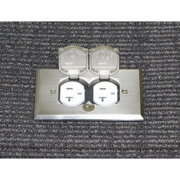 Flush Single Gang Floor Box Kit 20A Tamper-Resistant Receptacle Finish