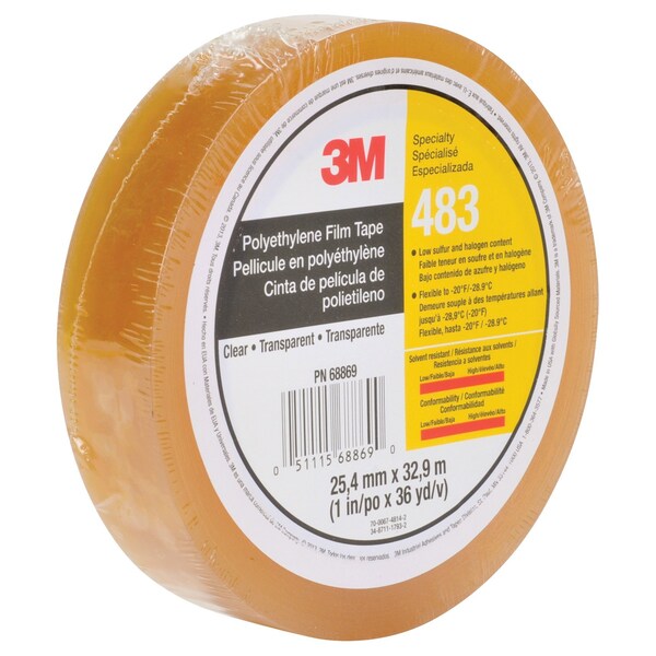 Film Tape, Polyethylene, Clear, 1In x 36 Yd