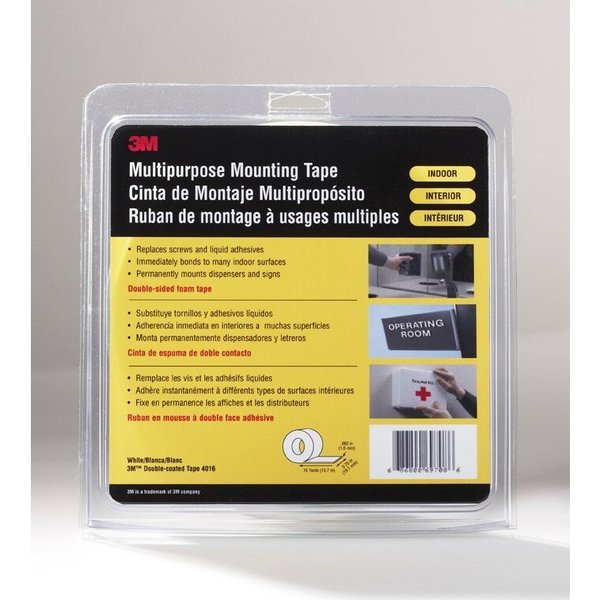 Double Coated Tape, Foam, Off White, PK9