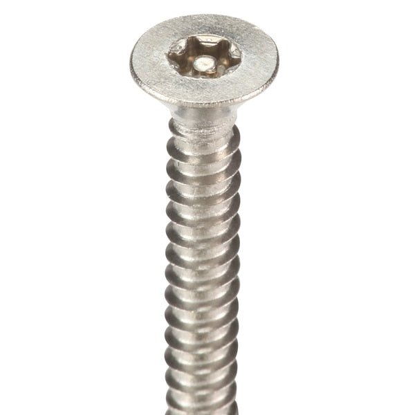 #8 x 1-1/4 in Torx Flat Tamper Resistant Screw, 18-8 Stainless Steel, Plain Finish, 25 PK