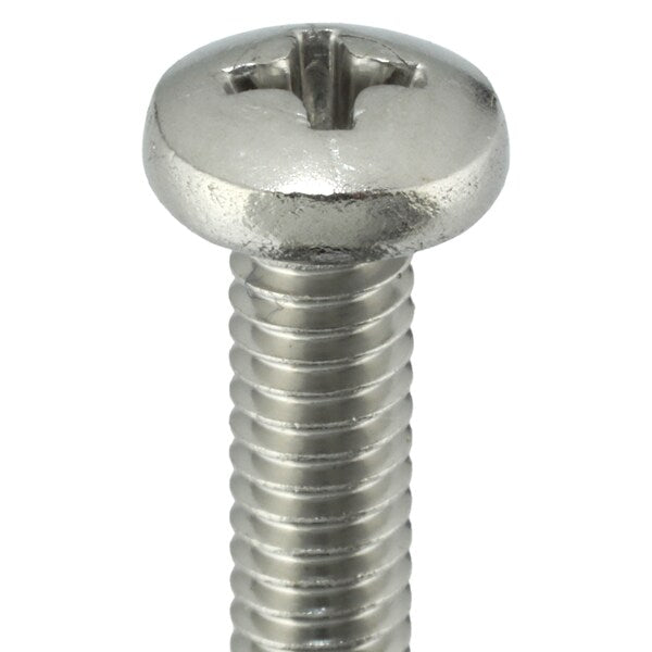 #8-32 x 7/8 in Phillips Pan Machine Screw, Plain 18-8 Stainless Steel, 100 PK