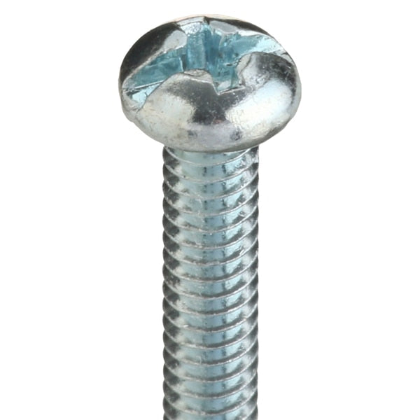 #6-32 x 2 in Combination Phillips/Slotted Round Machine Screw, Zinc Plated Steel, 100 PK