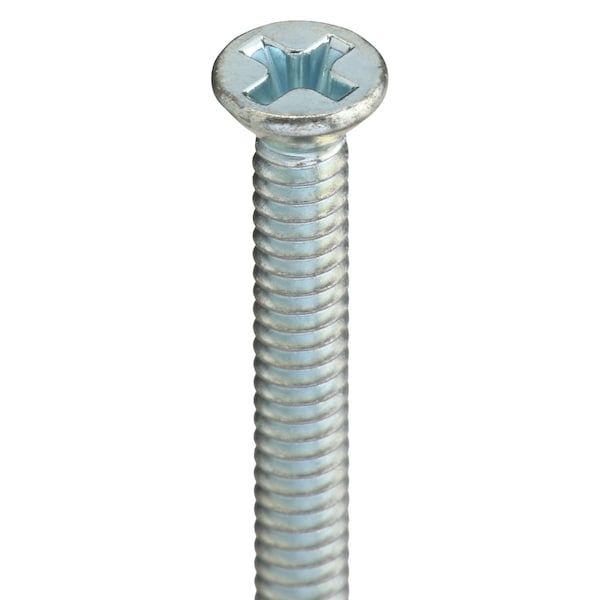 #6-32 x 2 in Phillips Flat Machine Screw, Zinc Plated Steel, 100 PK