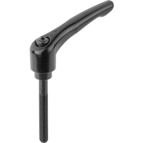 Adjustable Handle, Modern Design, Sz. 5, M12X70, Die Cast Zinc Black Satin, Comp: Steel
