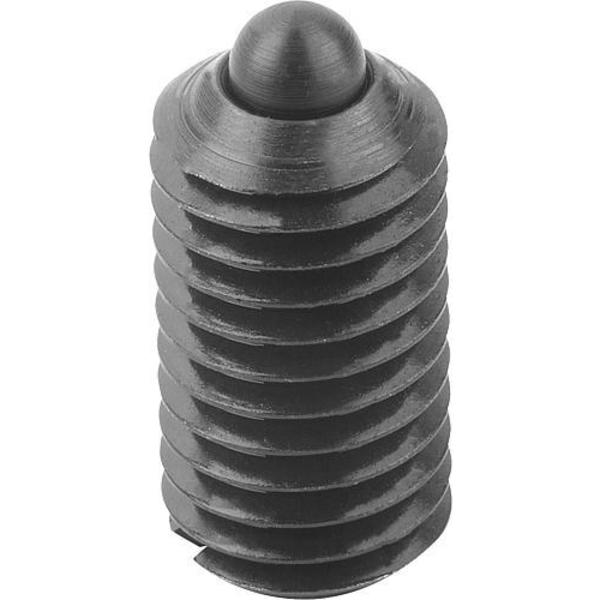 Spring Plunger Light Spring Force D=1/4-28, L=14, Steel, Comp: Pin Steel