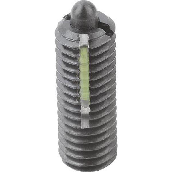 Spring Plunger Light Spring Force, Long-Lok D=10-32 L=18, Steel, Comp: Pin Steel