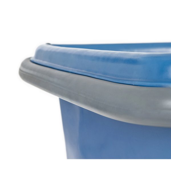 Poly Cube Truck with Air Cushion Bumper and Steel Base, 12 Bushel, Blue