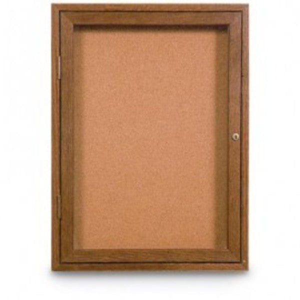 Single Door Wood Enclosed Corkboard, 24