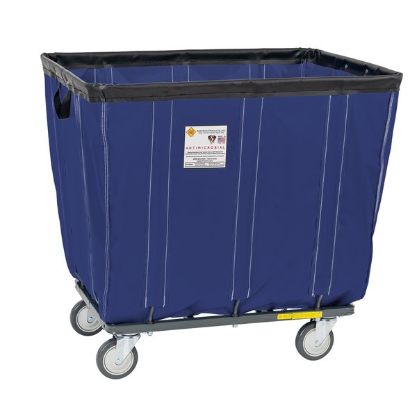 Antimicrobial Vinyl Basket Truck with Steel Base, 20 Bushel, Navy